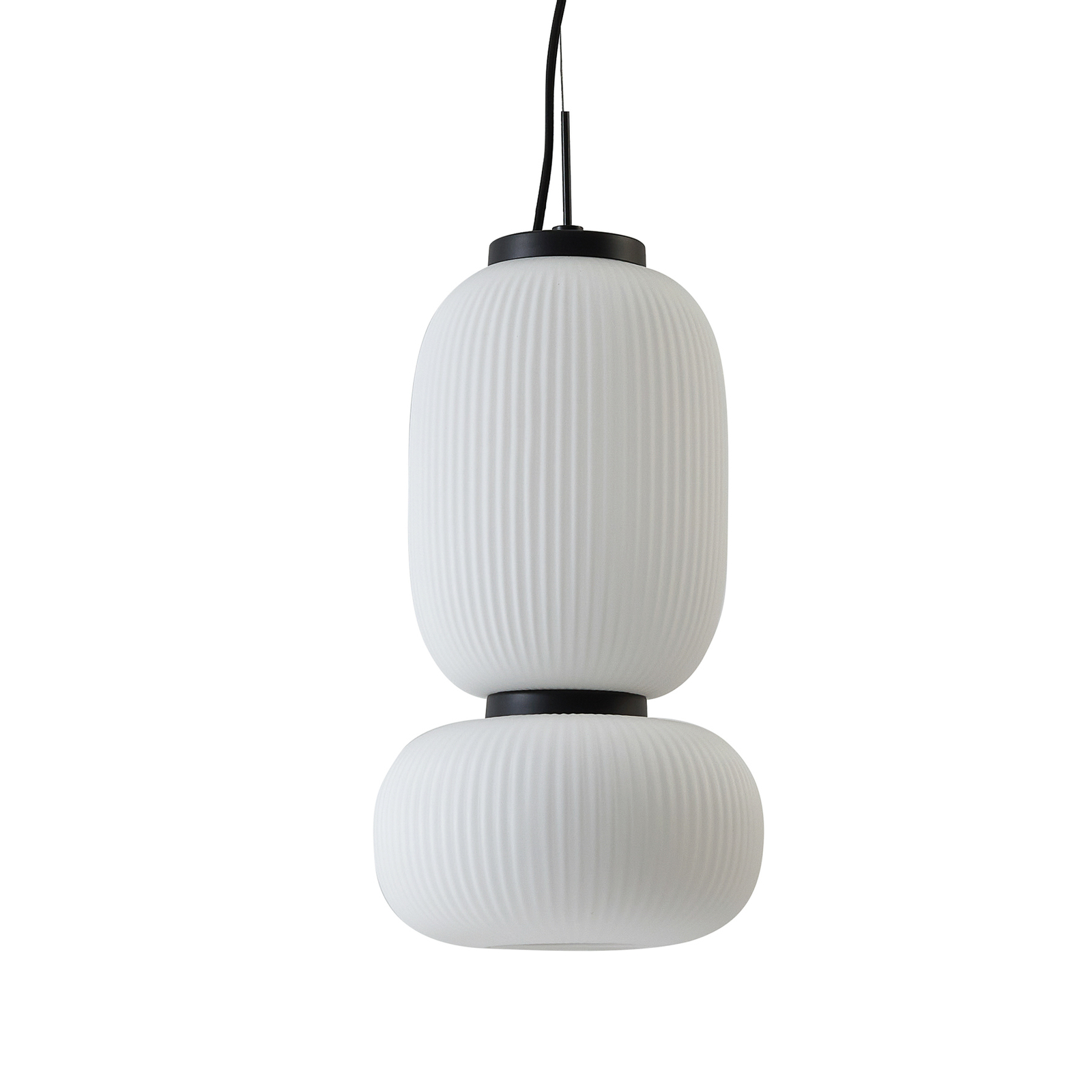 Lucande Luz pendente LED Lucya, 2 lâmpadas, vidro, branco, 43 cm