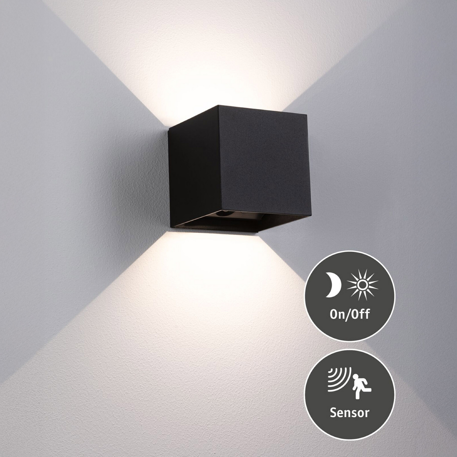 Paulmann Akku-Außenwandlampe Nyara schwarz 10 cm Sensor IP44 Paulmann Akku-Außenwandlampe Nyara schwarz 10 cm Sensor IP44