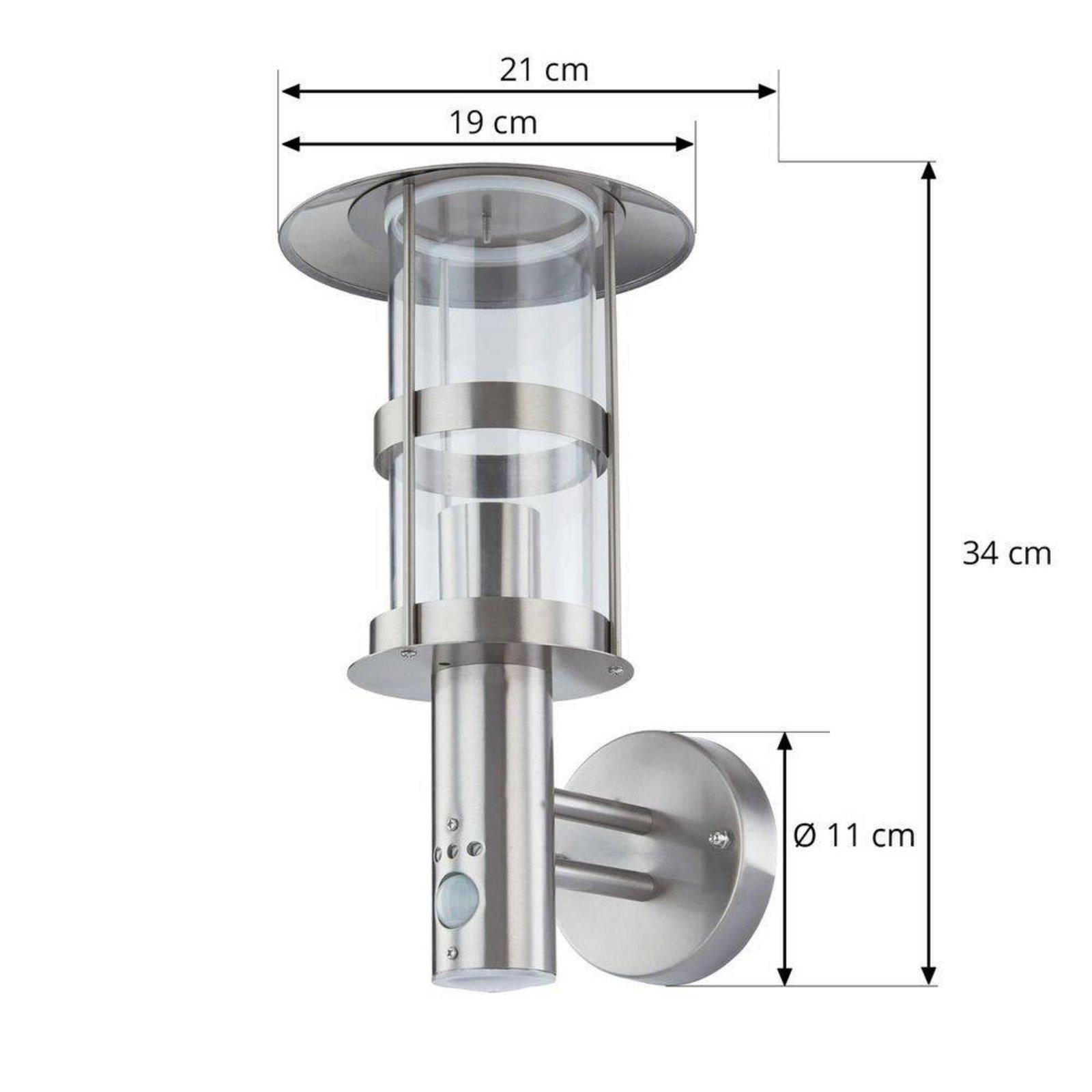 Noemi Kültéri Fali Lámpa w/Sensor Stainless Steel - Lindby