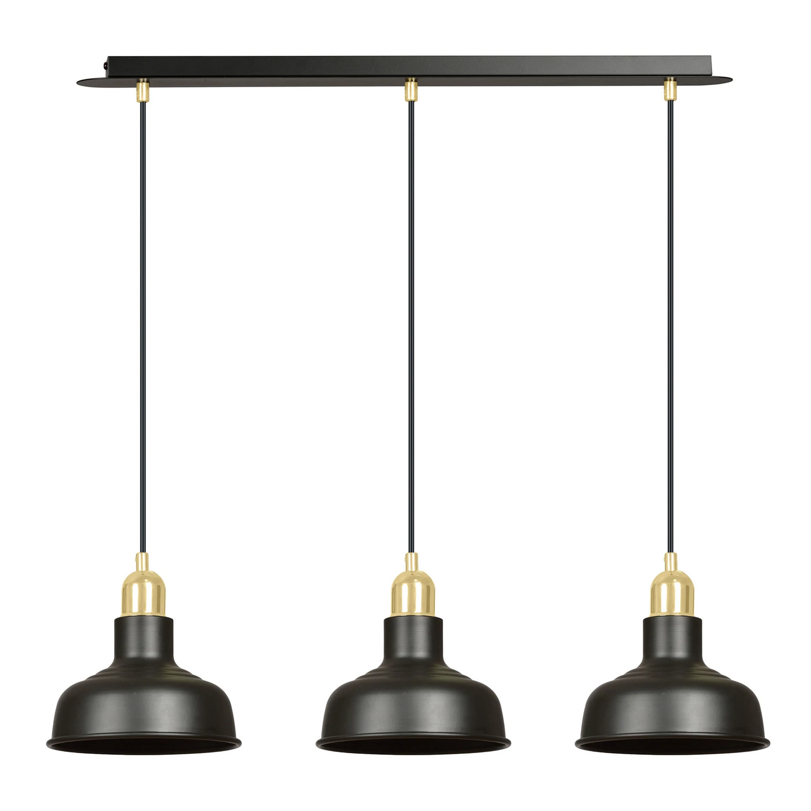 Viseća lampa Gubo, tri žarulje, crna