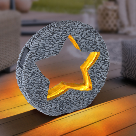 Lámpara solar LED 36524 piedra gris oro, estrella