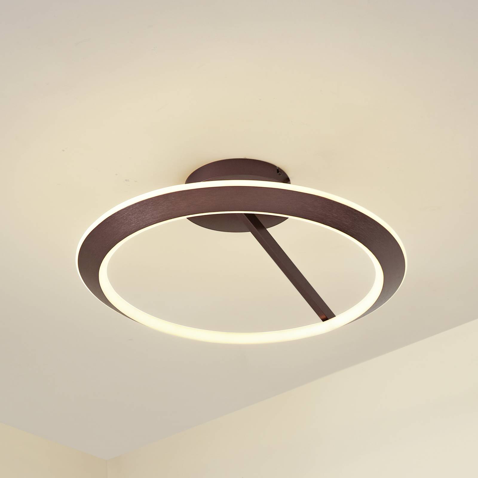 Lucande LED-Deckenleuchte Eldra, kaffeebraun, Ø 55 cm, CCT günstig online kaufen