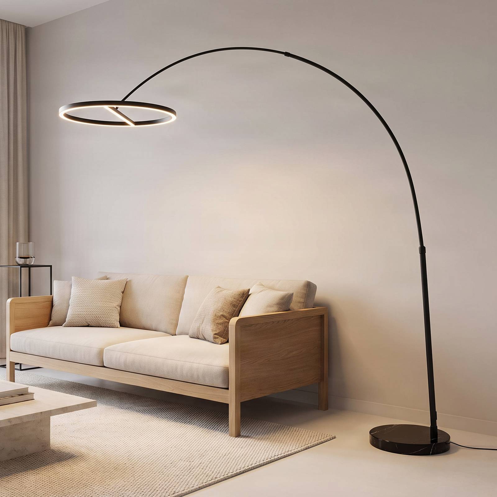 Lucande LED-buelampe Virvera, rund, sort, metal