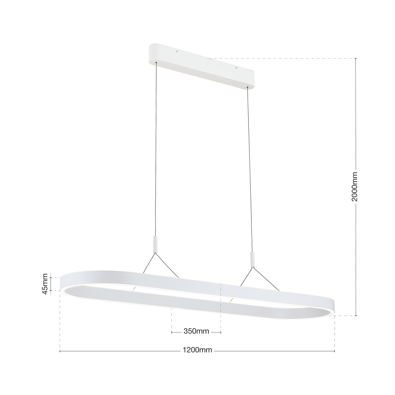 Carrara LED pendant light, white, height-adjustable, CCT