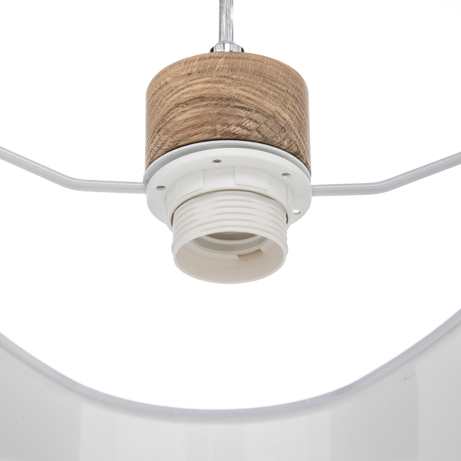 Závesná lampa Cassy s bielym textilným tienidlom