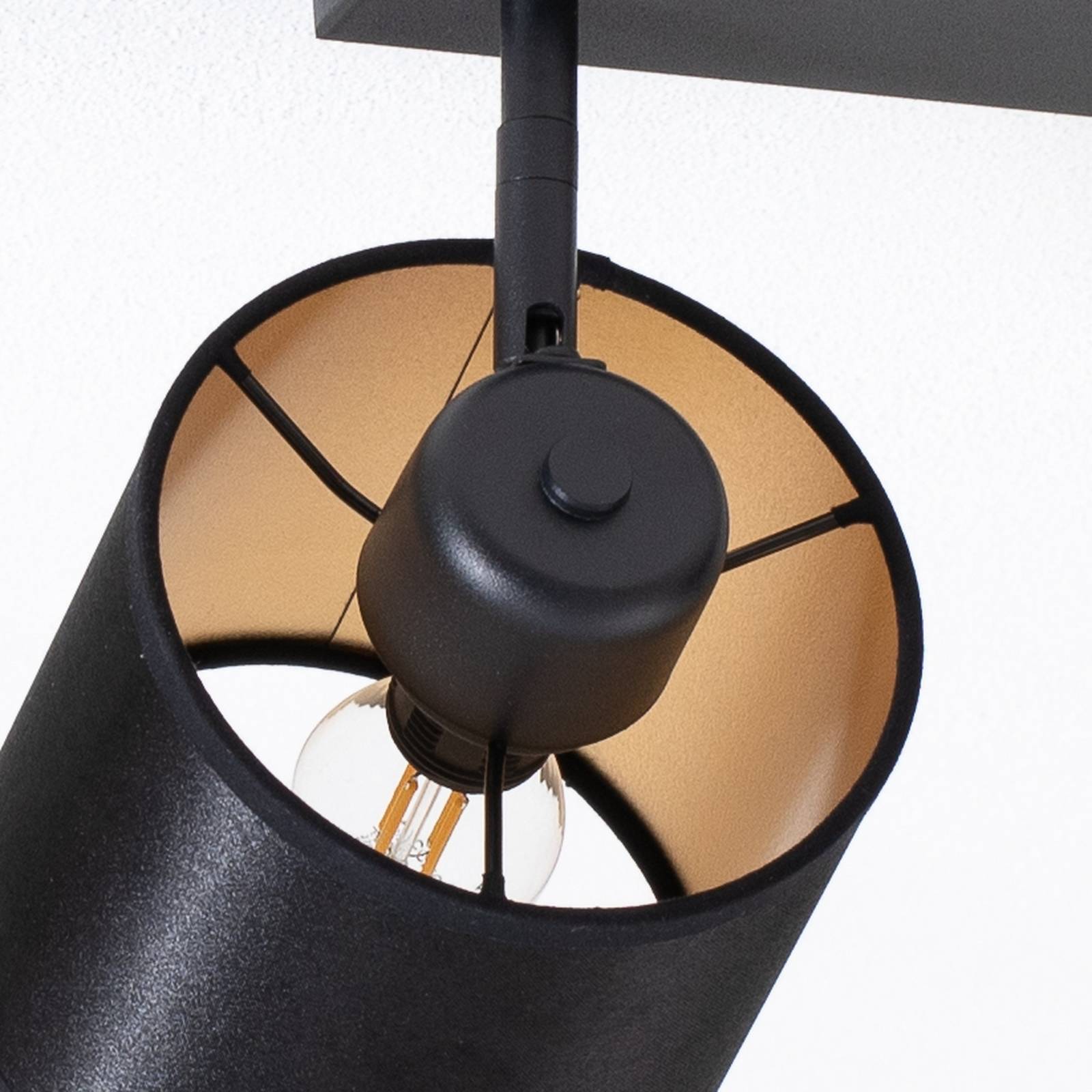 Lampa sufitowa Suerte, czarna / złota, 4-punktowa, tekstylna, stalowa