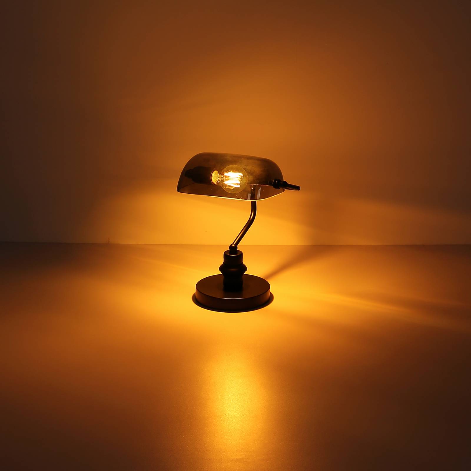Lampa stołowa Antique, kolor dymny/czarny matowy, wysokość 37 cm