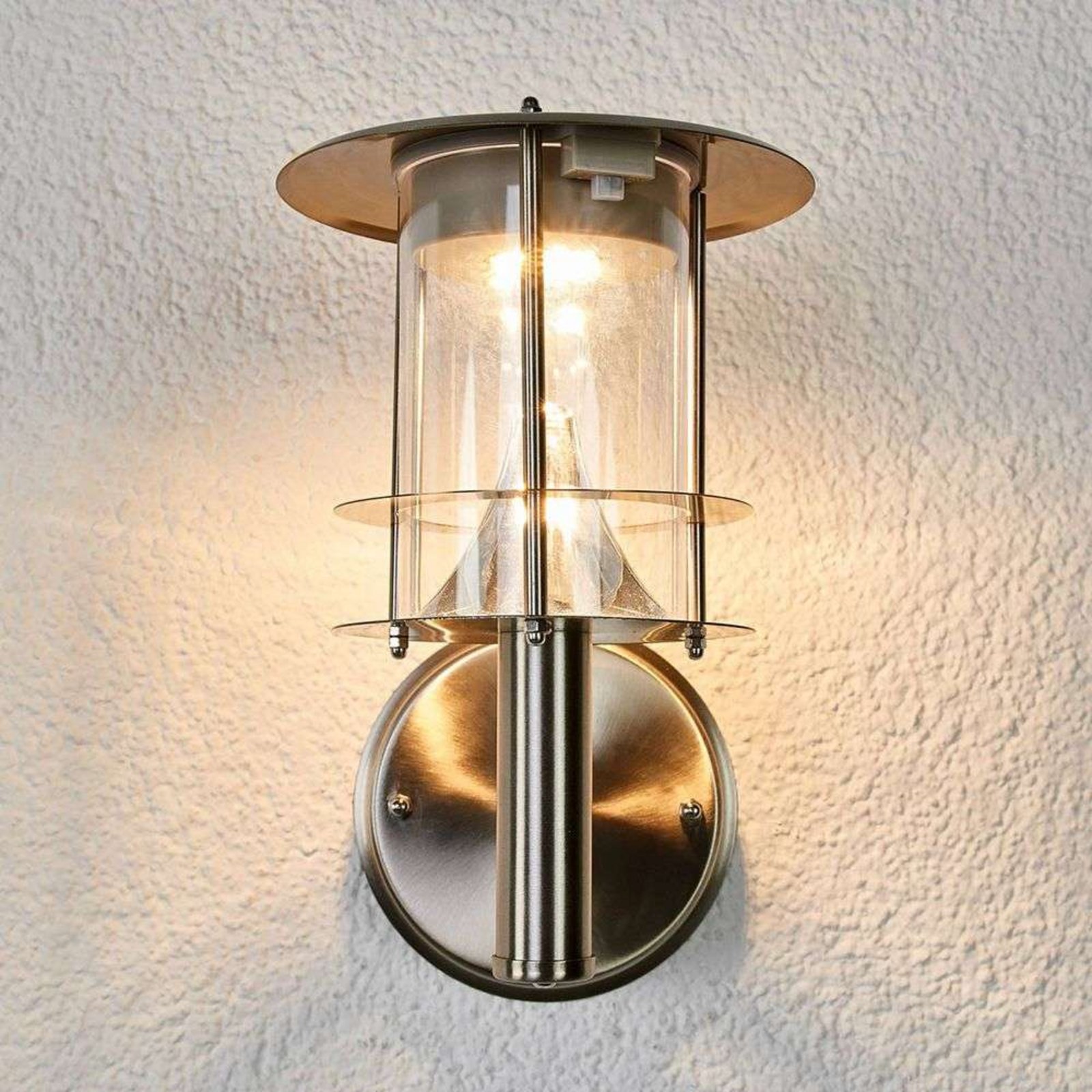 Sumaya LED Lámpara Solar Aplique de Pared Stainless Steel/Clear - Lindby