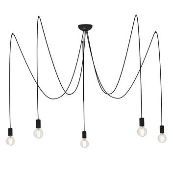 Hanglamp Spider in zwart, 5-lamps