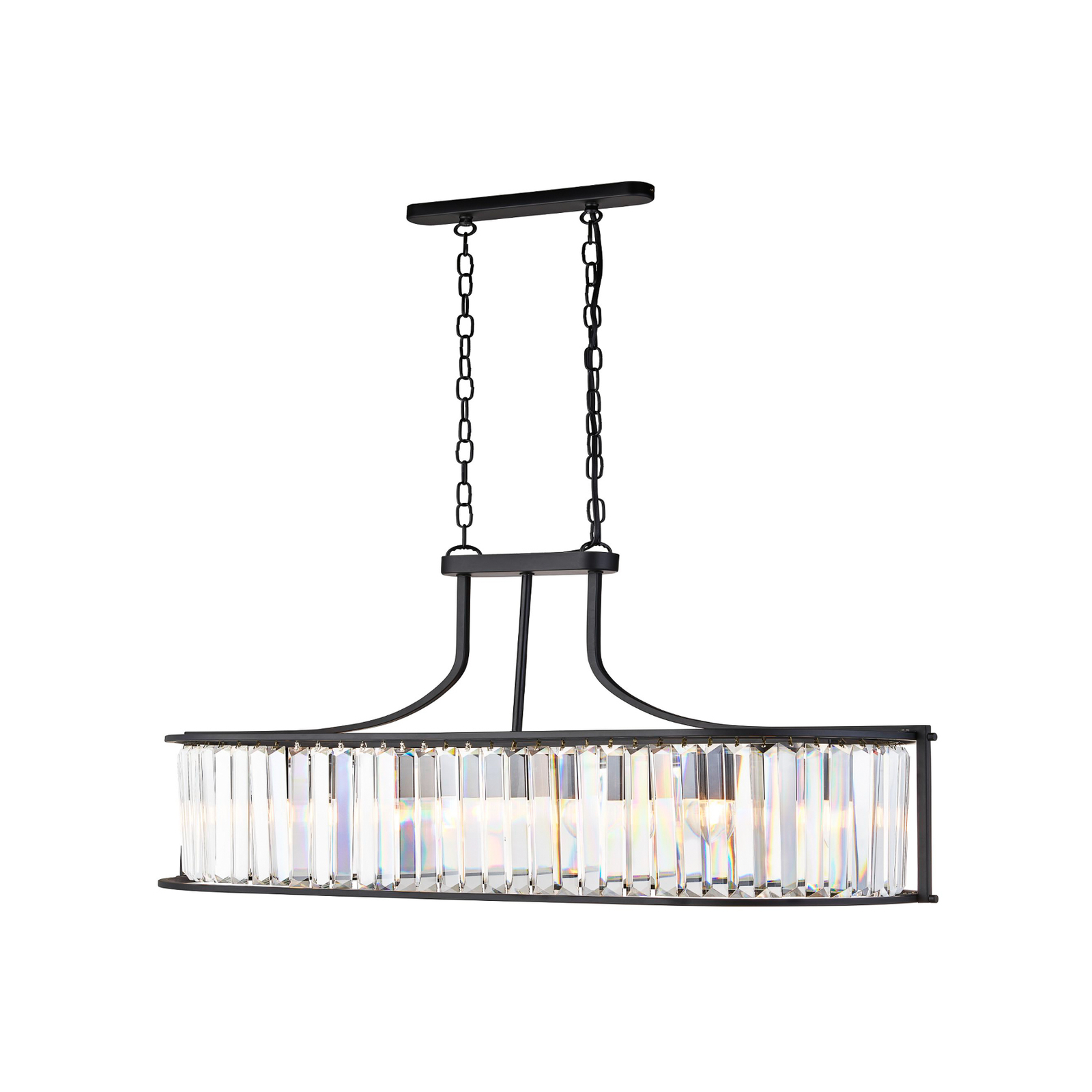 Candeeiro suspenso Victoria, preto, vidro cristal, 78 cm, E27