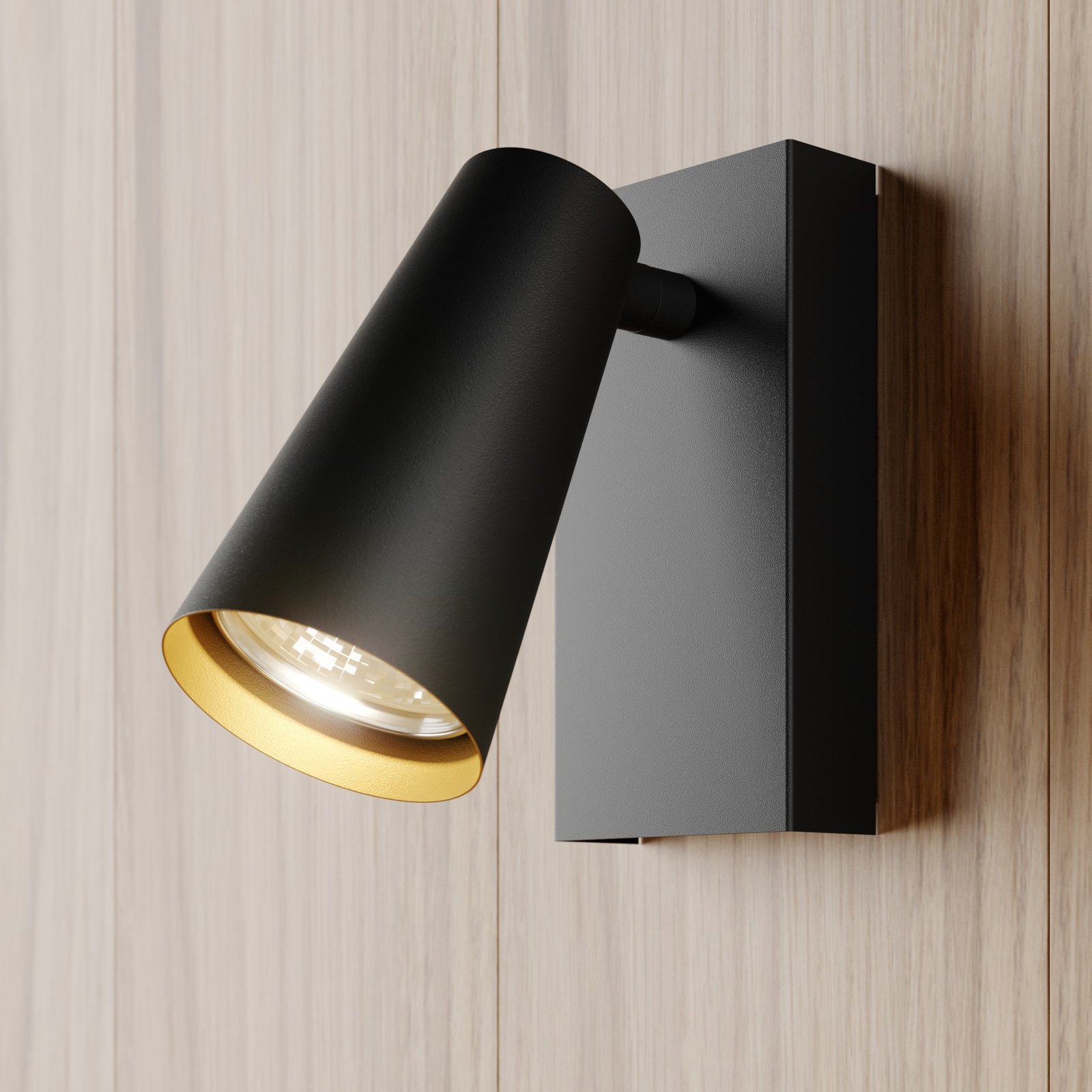 Lucande Angelina spotlight, svart-guld, 1 lampa
