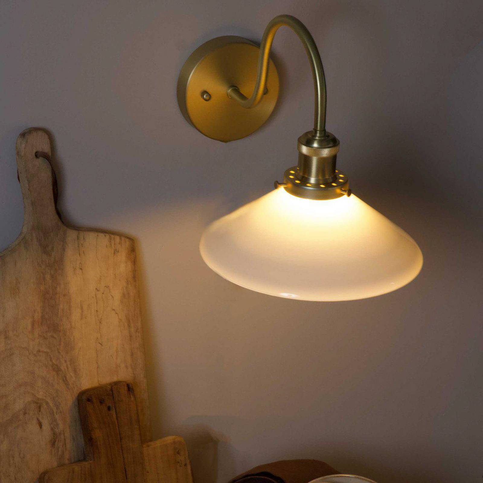 PR Home Wandleuchte August, goldfarben/opal, Höhe 25 cm, E27 günstig online kaufen