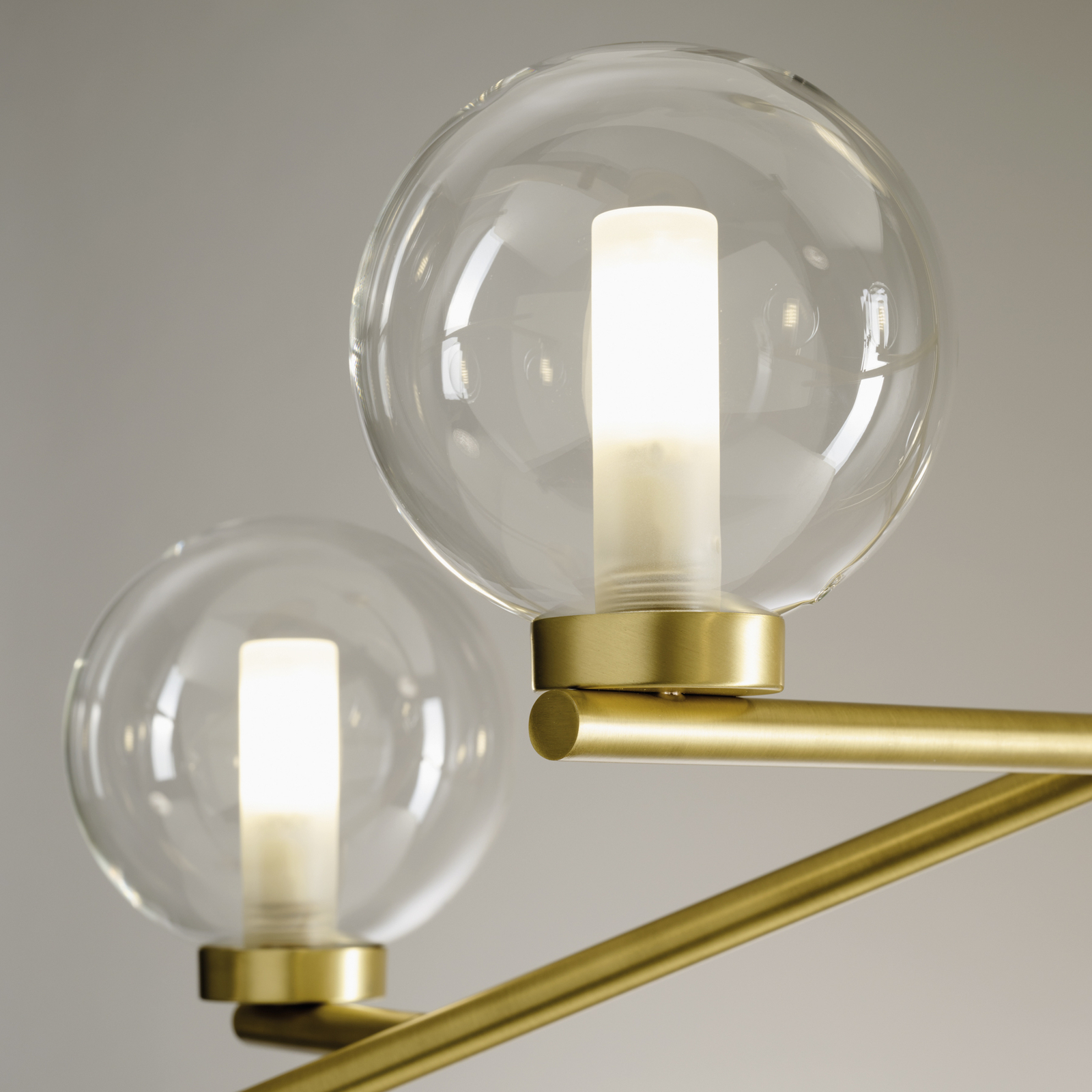 Hanglamp Camely, goud geborsteld/helder, 6-lamps
