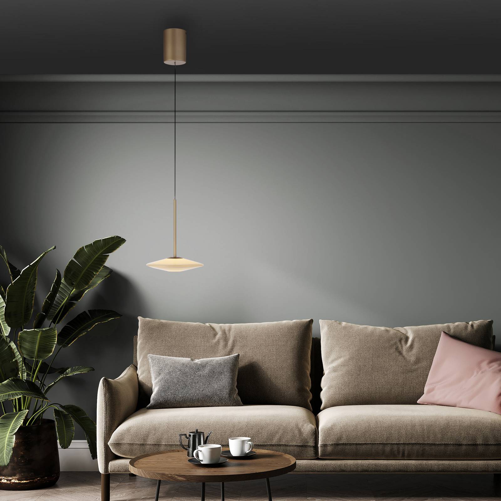 Paul Neuhaus LED-Hängelampe Elipsa, 1-flg., weiß/bronze günstig online kaufen