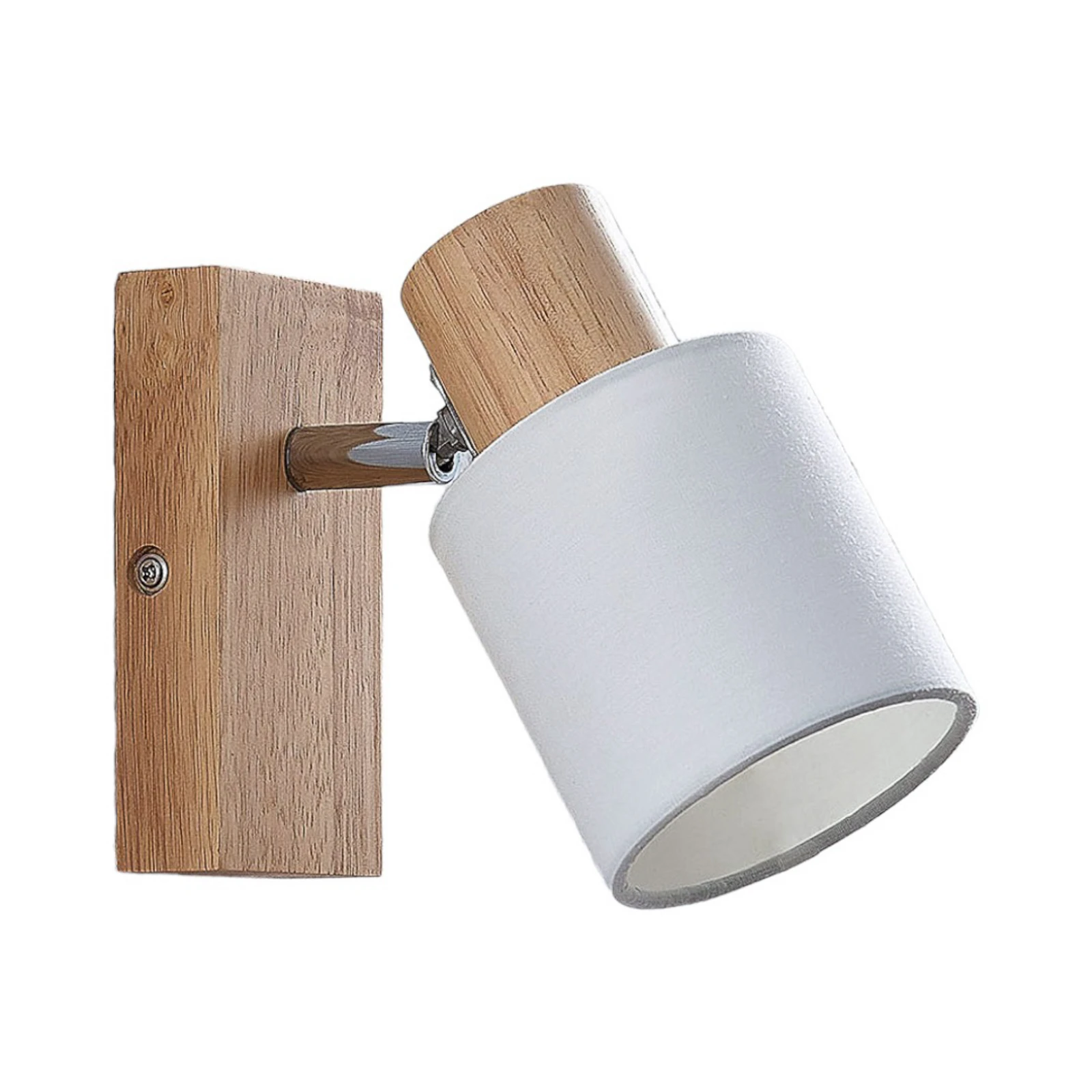 Lindby Spot Wanessa, bois, blanc, E14, 14 cm, réglable