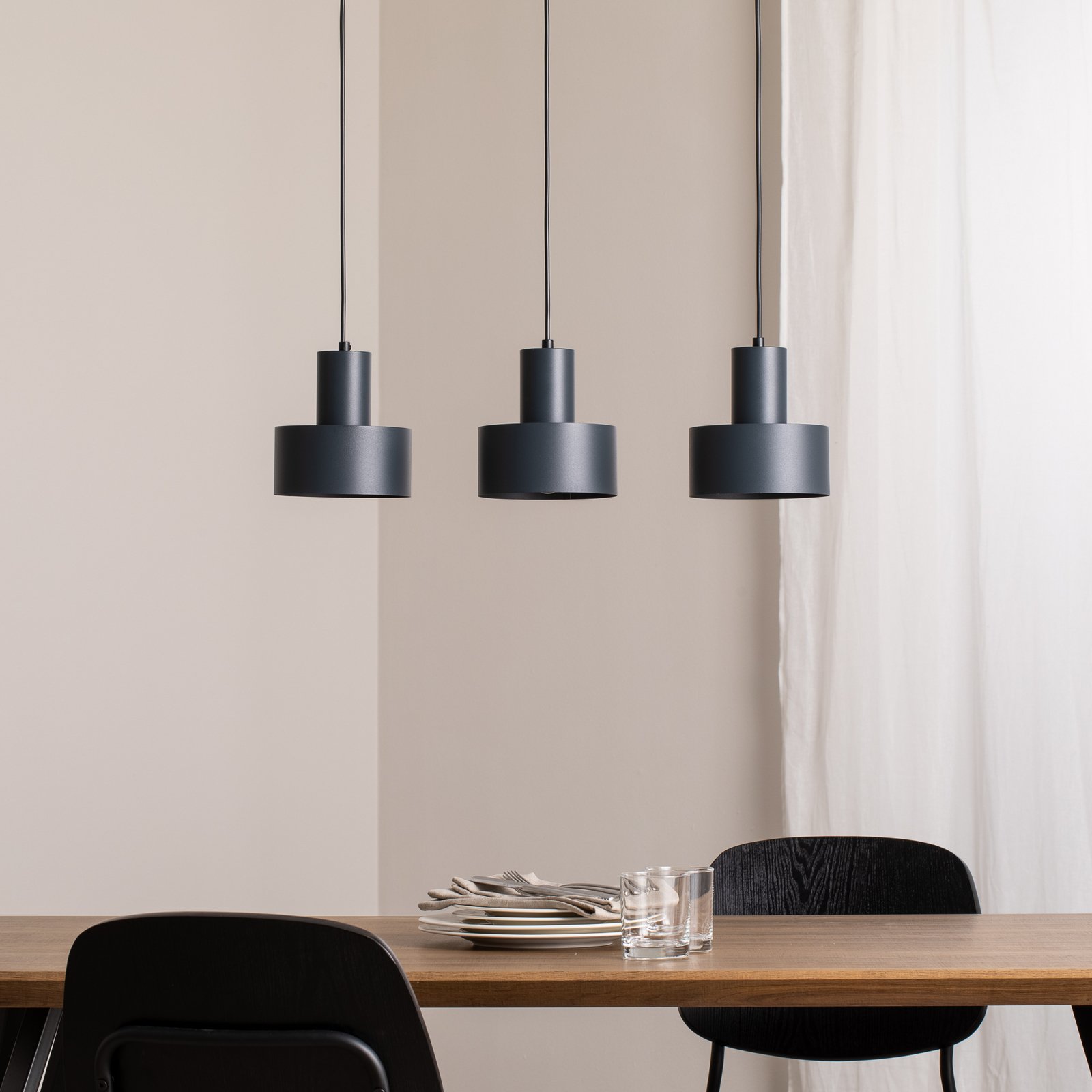 Hängeleuchte Rif 3, anthrazit, 3-flammig, linear, Stahl
