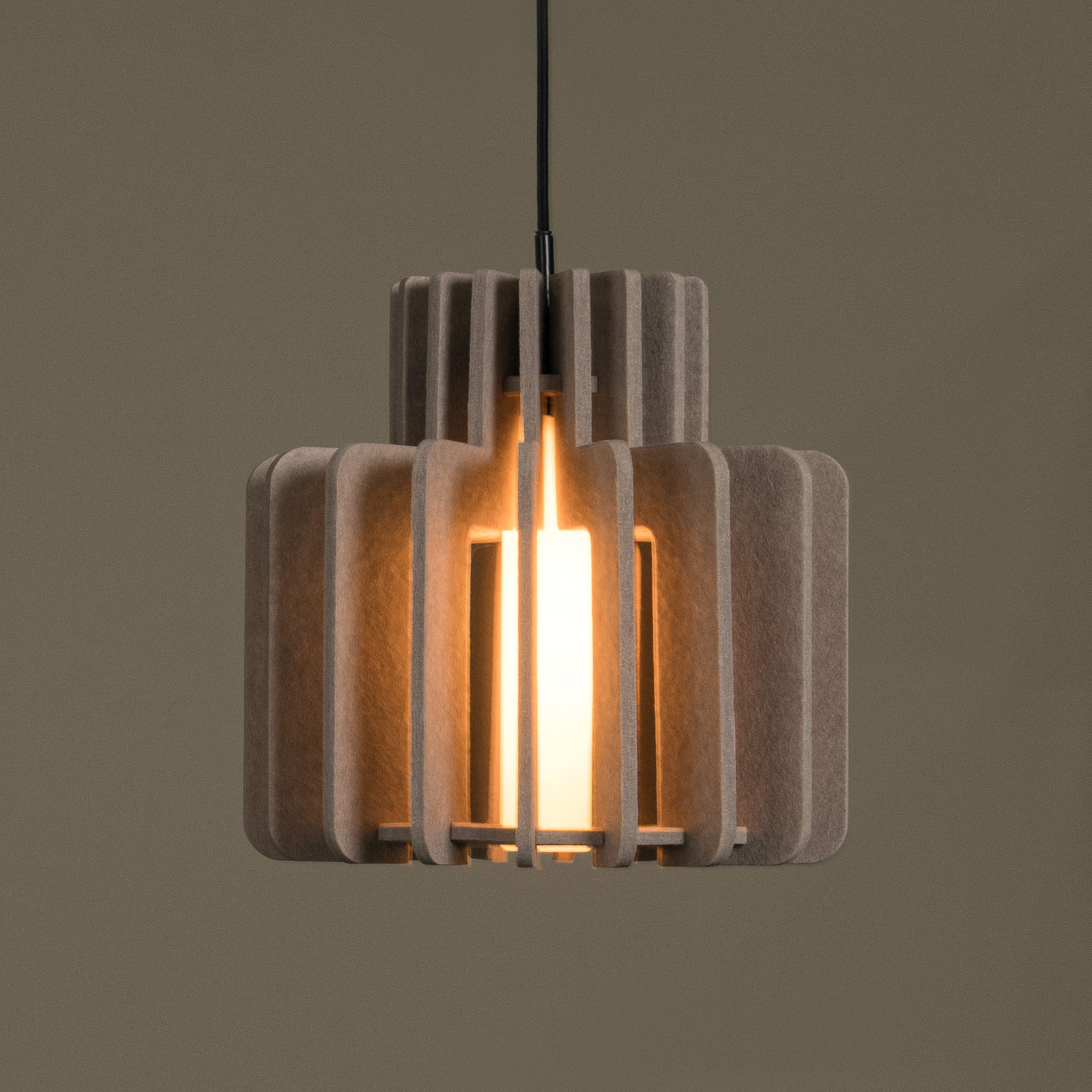 Lucide Lampă suspendată Rollo taupe Ø 31 cm țesătură/metal/sticlă - Camera de zi / sufragerie - Țesătură / Textil