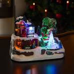 LED dekorační světlo Nádraží s vánočním stromkem