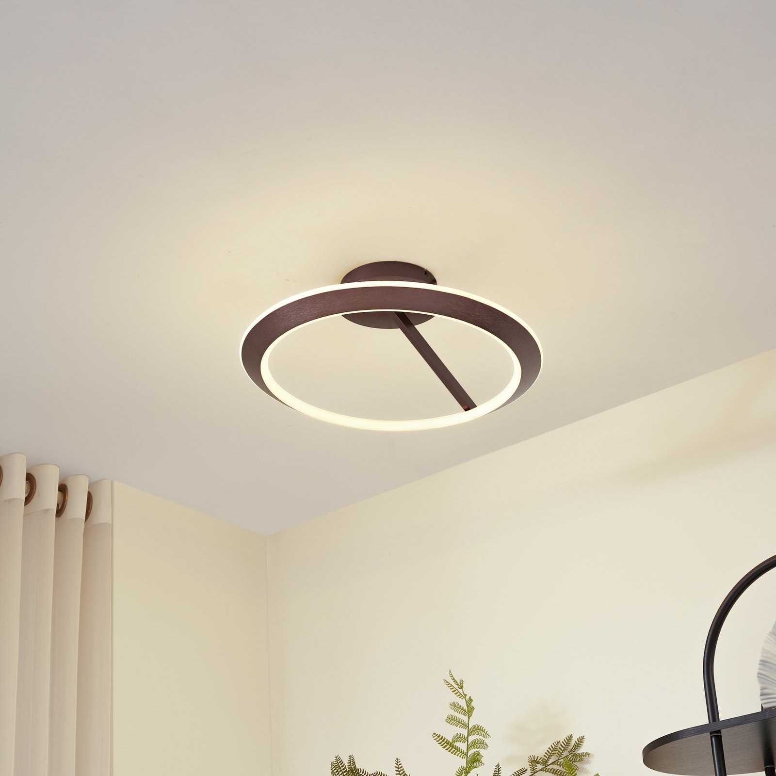 Lucande LED-Deckenleuchte Eldra, kaffeebraun, Ø 55 cm, CCT
