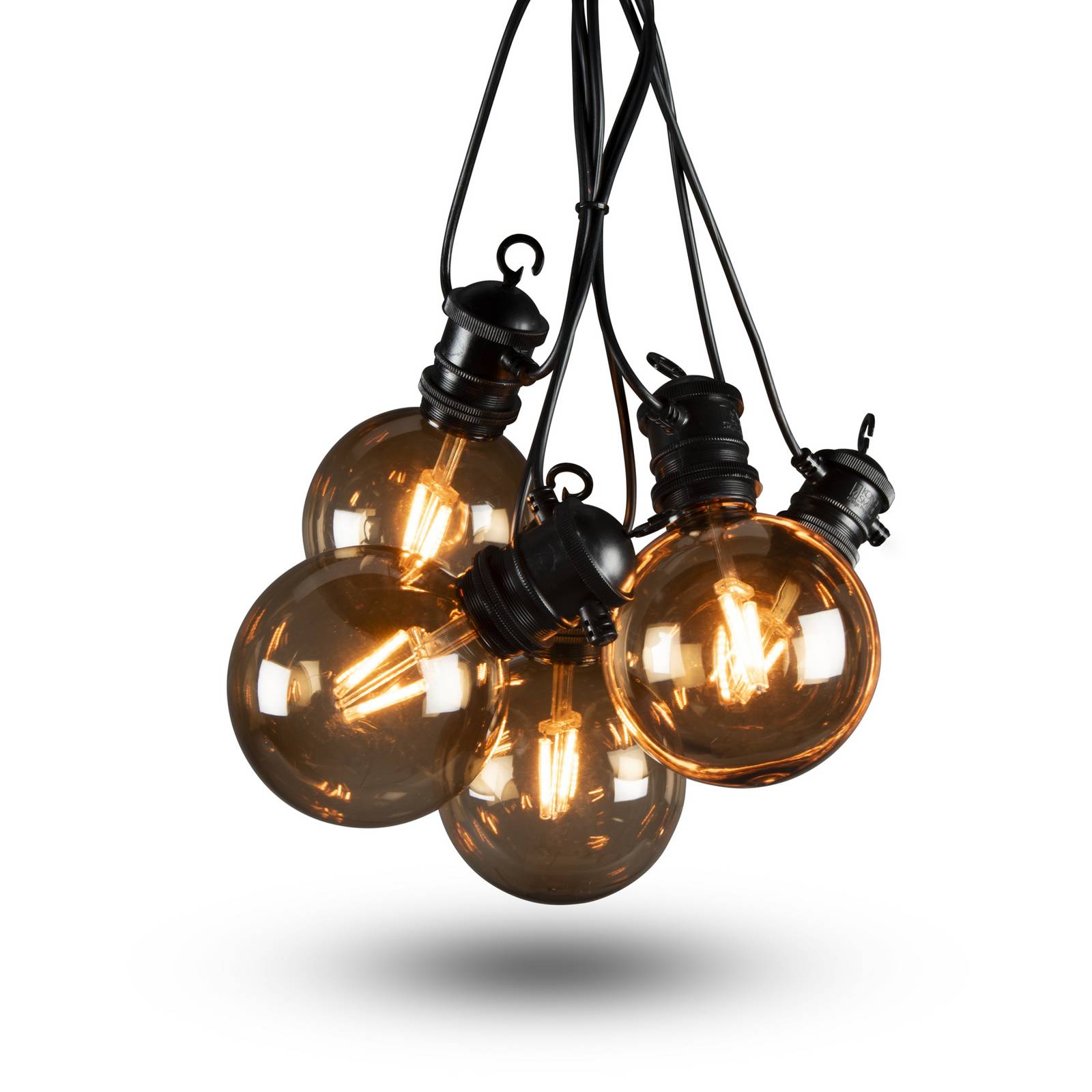 LED-Solar-Lichterkette Party, 7W, braun, IP44, 1800K