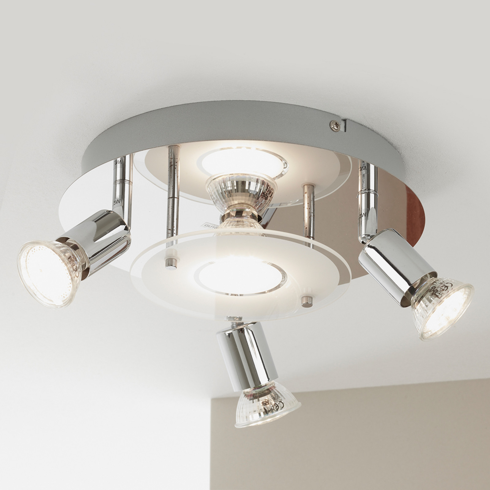 Briloner Plafonieră cu LED Orna rondel cu patru lumini cromată - Camera de zi / sufragerie - modern - cromat satinat transparent - Metal
