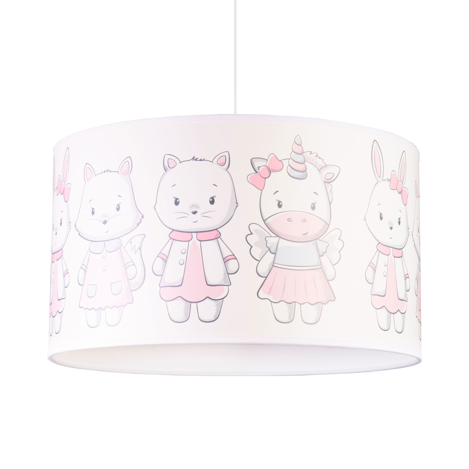 Print M hanging light, bear, rabbit, unicorn