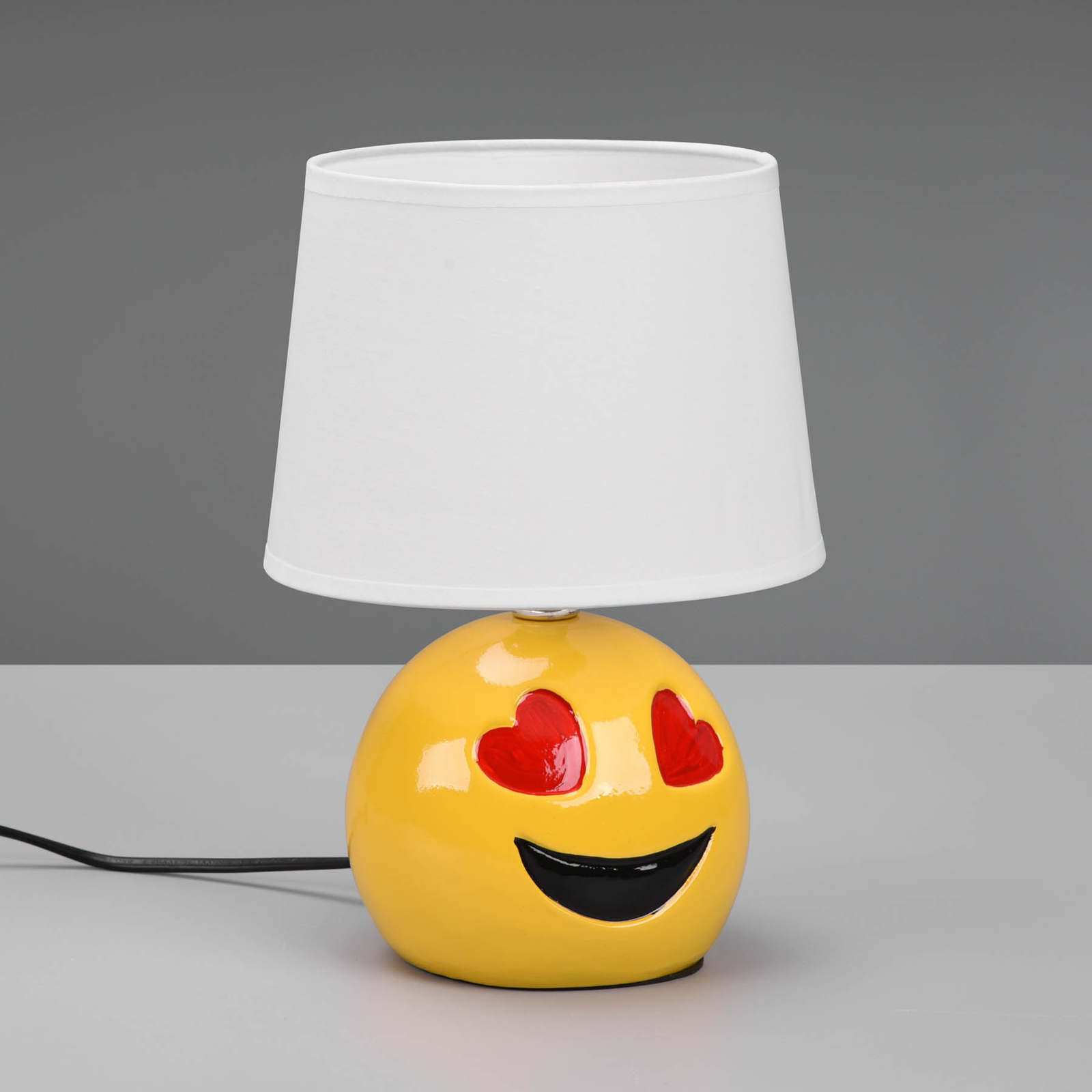 Lovely table lamp, smiley face, white lampshade