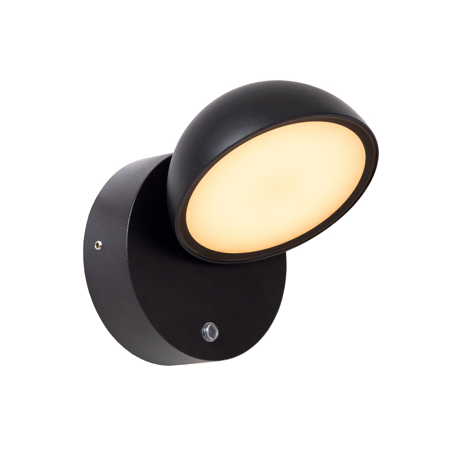 Finn LED wall light, black, IP54, day/night sensor