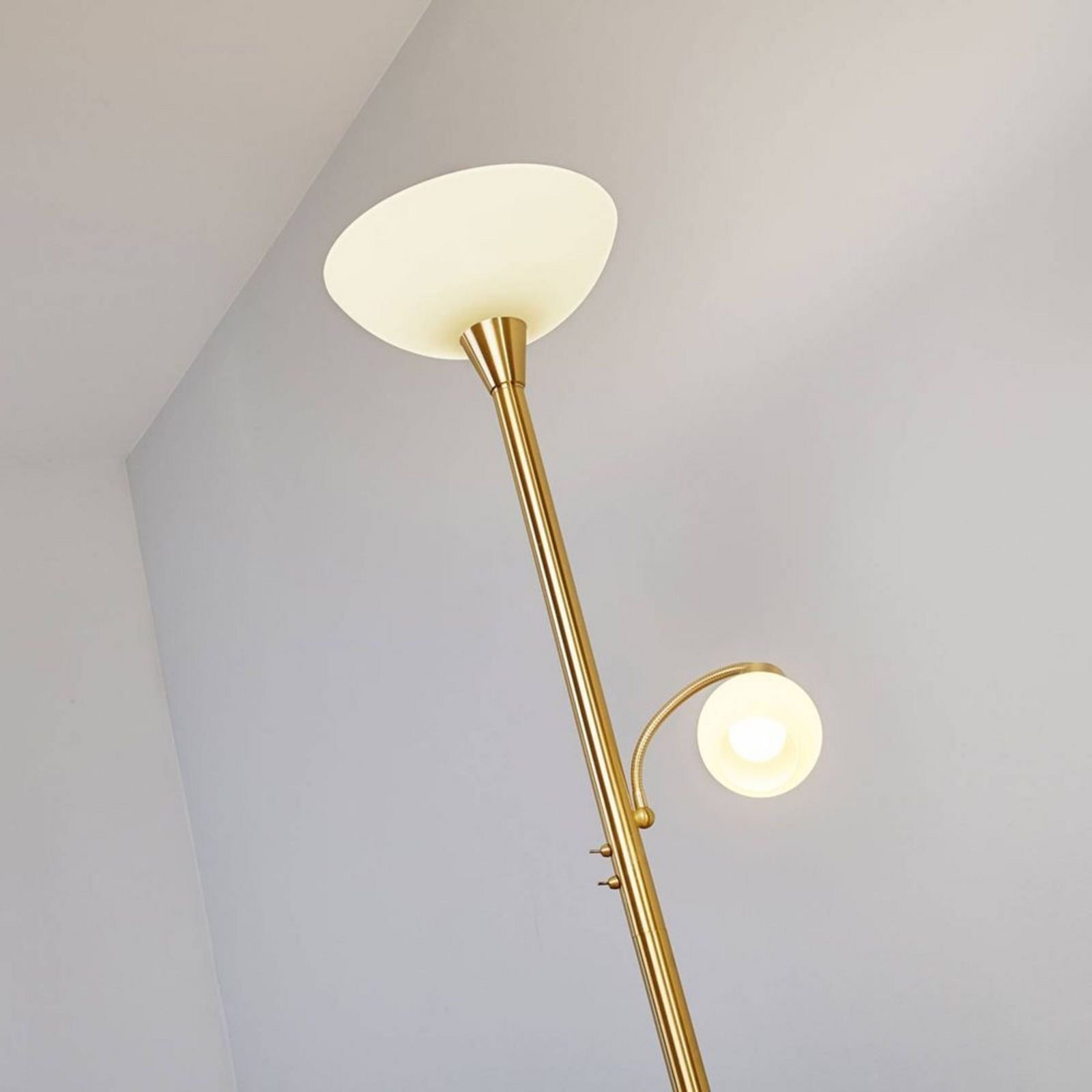 Elaina Stojací Lampa Brass/White - Lindby