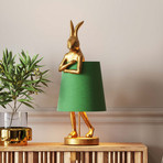 Lampada da tavolo KARE Animal Rabbit, oro/verde, 68 cm, E14