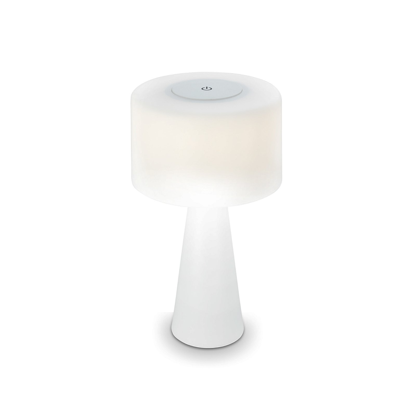 Halo LED table lamp, battery-powered, white