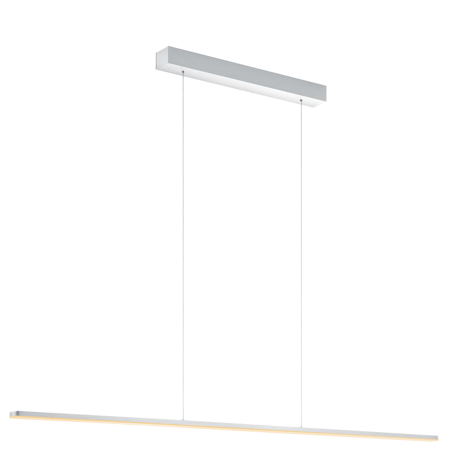 Candeeiro suspenso LED Quitani Margita, comprimento 148 cm, prateado