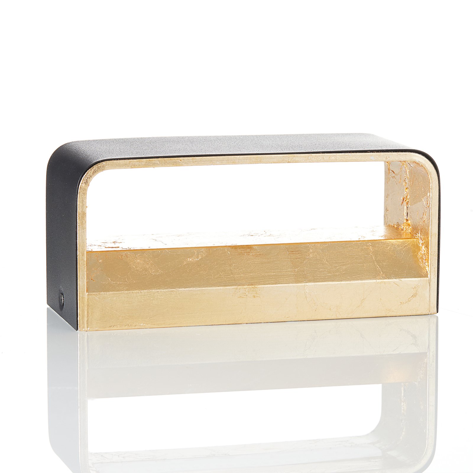 Lucande Sessa LED wall light 20 cm black and gold, for Living / Dining Room, aluminium, 10 W, energy efficiency: A++, W: 20 cm, H: 9 cm