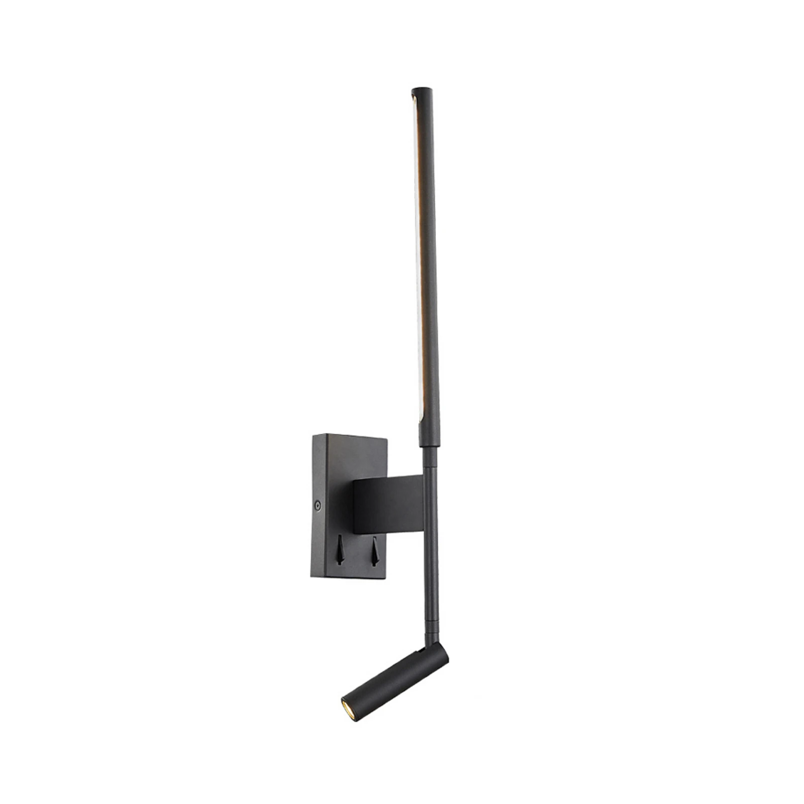 LED nástenné svetlo Nido, čierne, výška 51 cm, kov