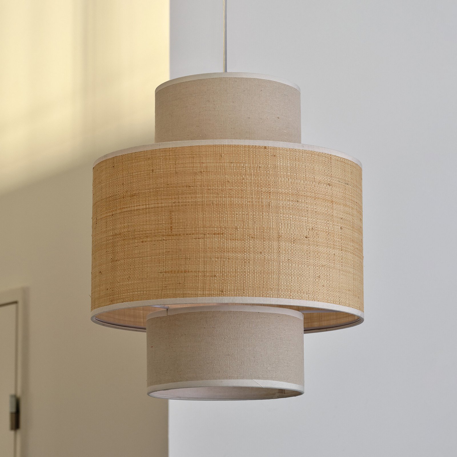 Lampada a sospensione OSRAM Decor Wrap Cylinder, beige, rafia, lino