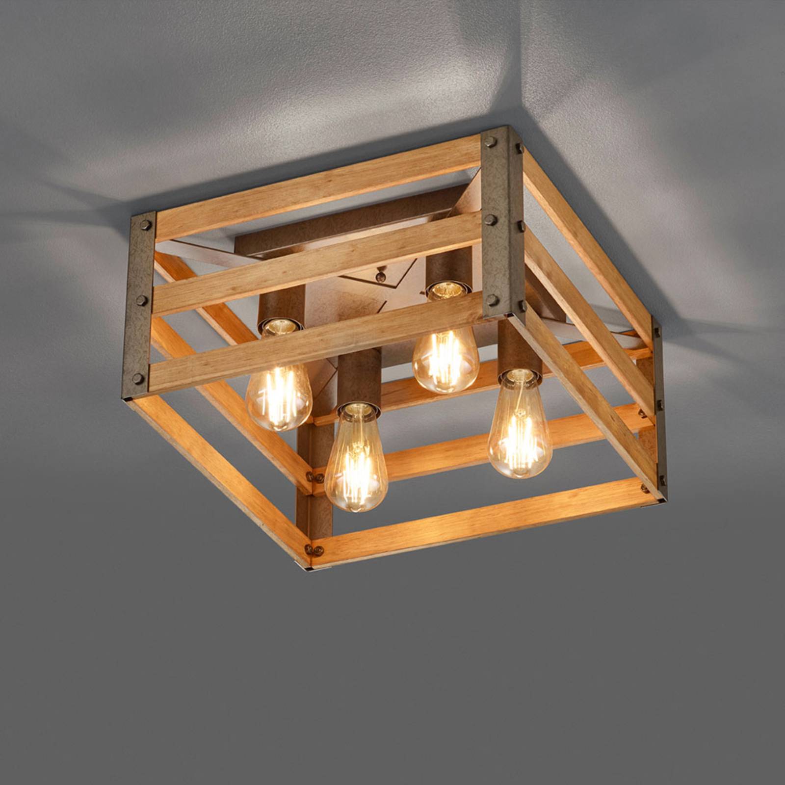 Plafonnier Khan au design vintage à 4 lampes