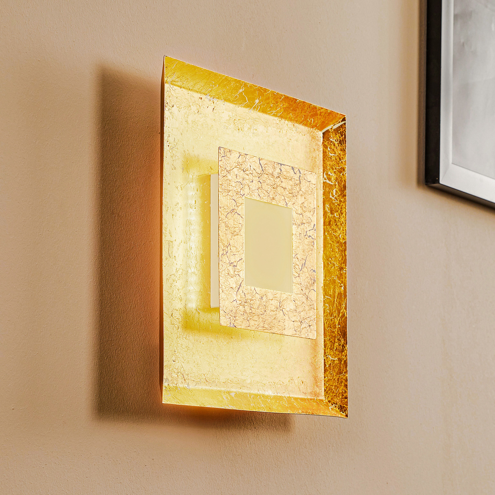 Applique a LED Window, 32x32 cm, oro