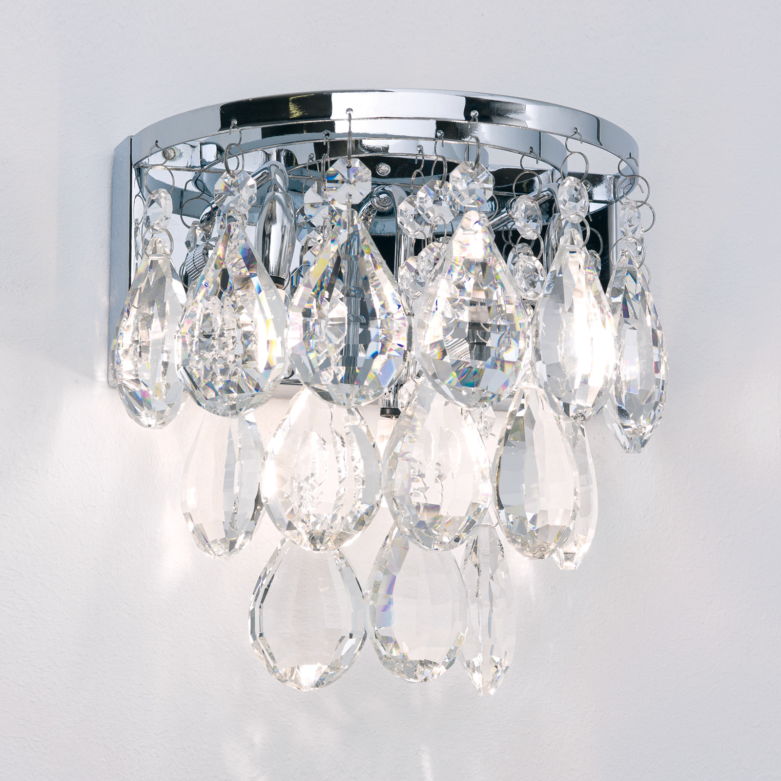 Wandlamp Celeste met K9-kristallen, chroom