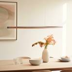 Quitani Lampă suspendată cu LED Kiera, stejar/nichel, 138 cm