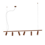 Hengelampe 7532, brunert tre, 6 lyskilder, GU10