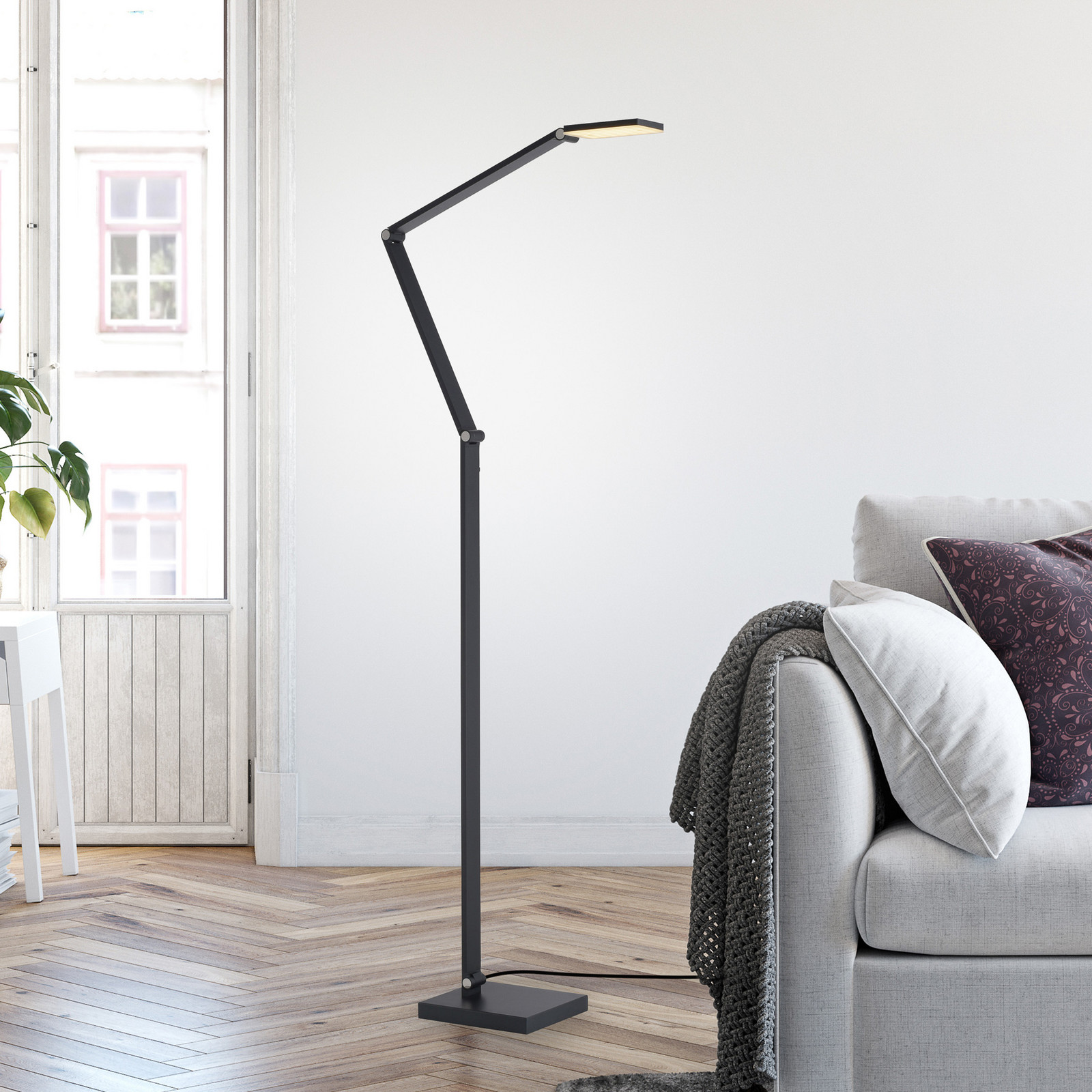 Paul Neuhaus Lampadar LED SAMSKY gri înălțime 161 cm metal variator tactil - Camera de zi / sufragerie - Modern - Aluminiu