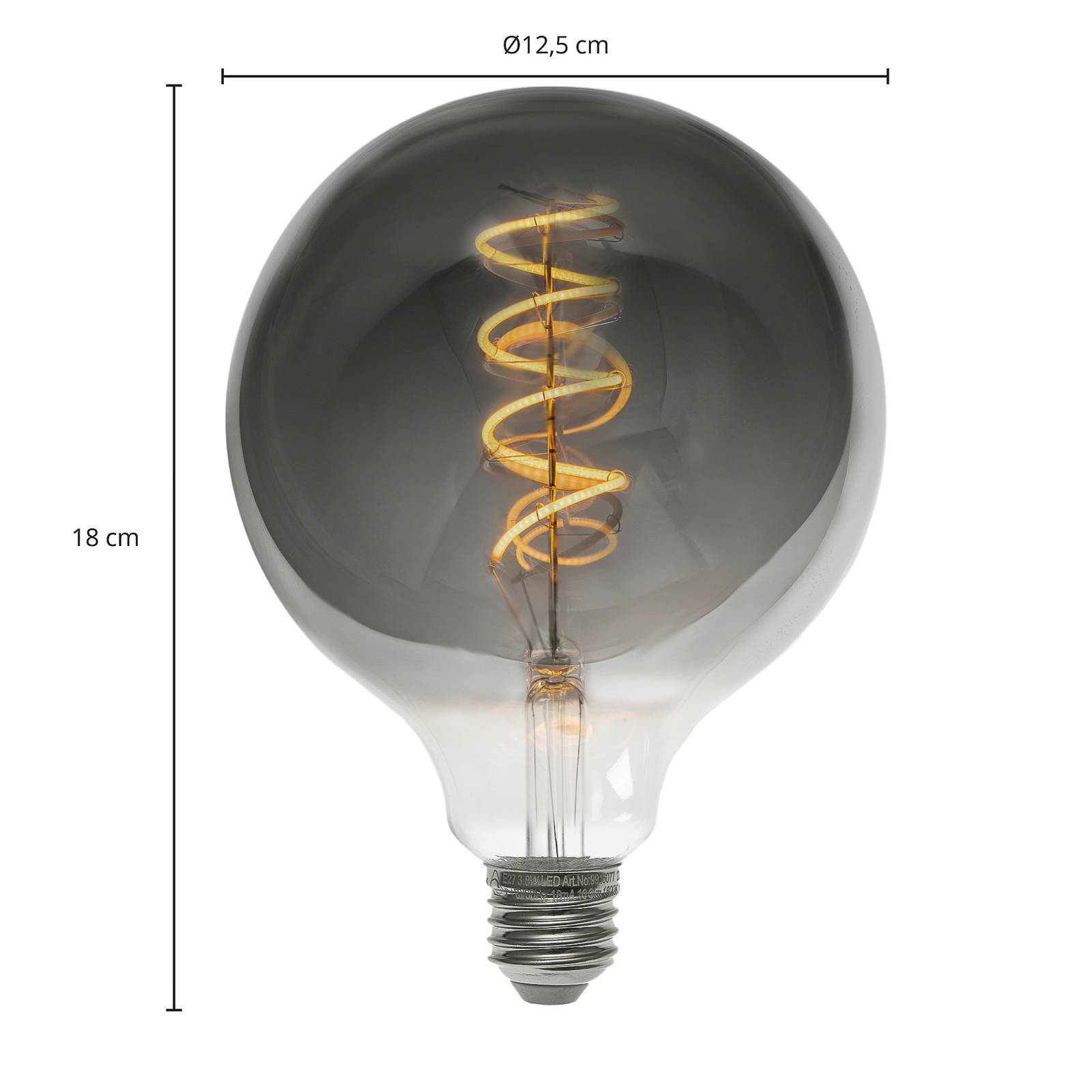 E27 3,8W LED-Globelampe, G125, 1800K, smoke