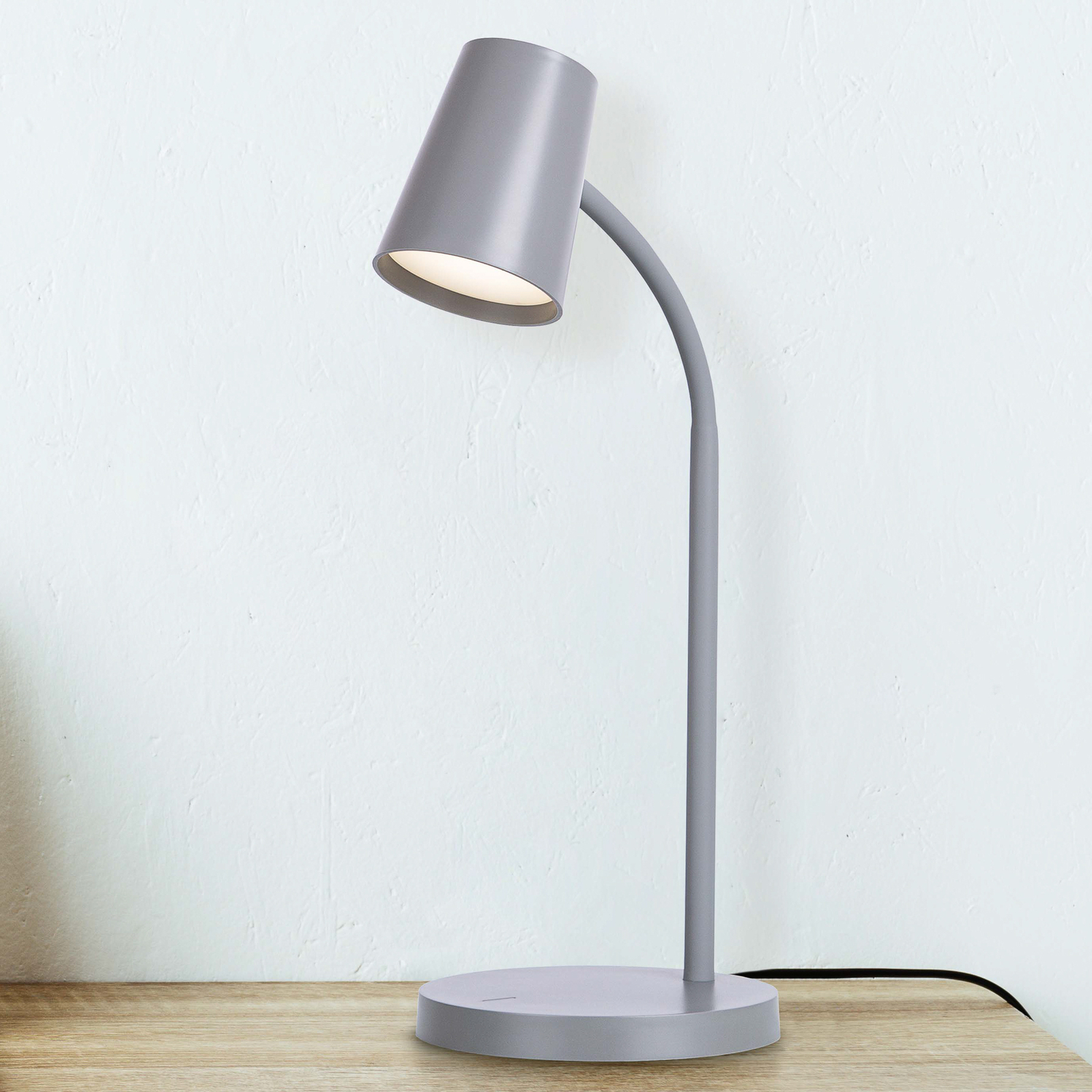 Stolová LED lampa Luis, 3-stupňový stmievač, sivá