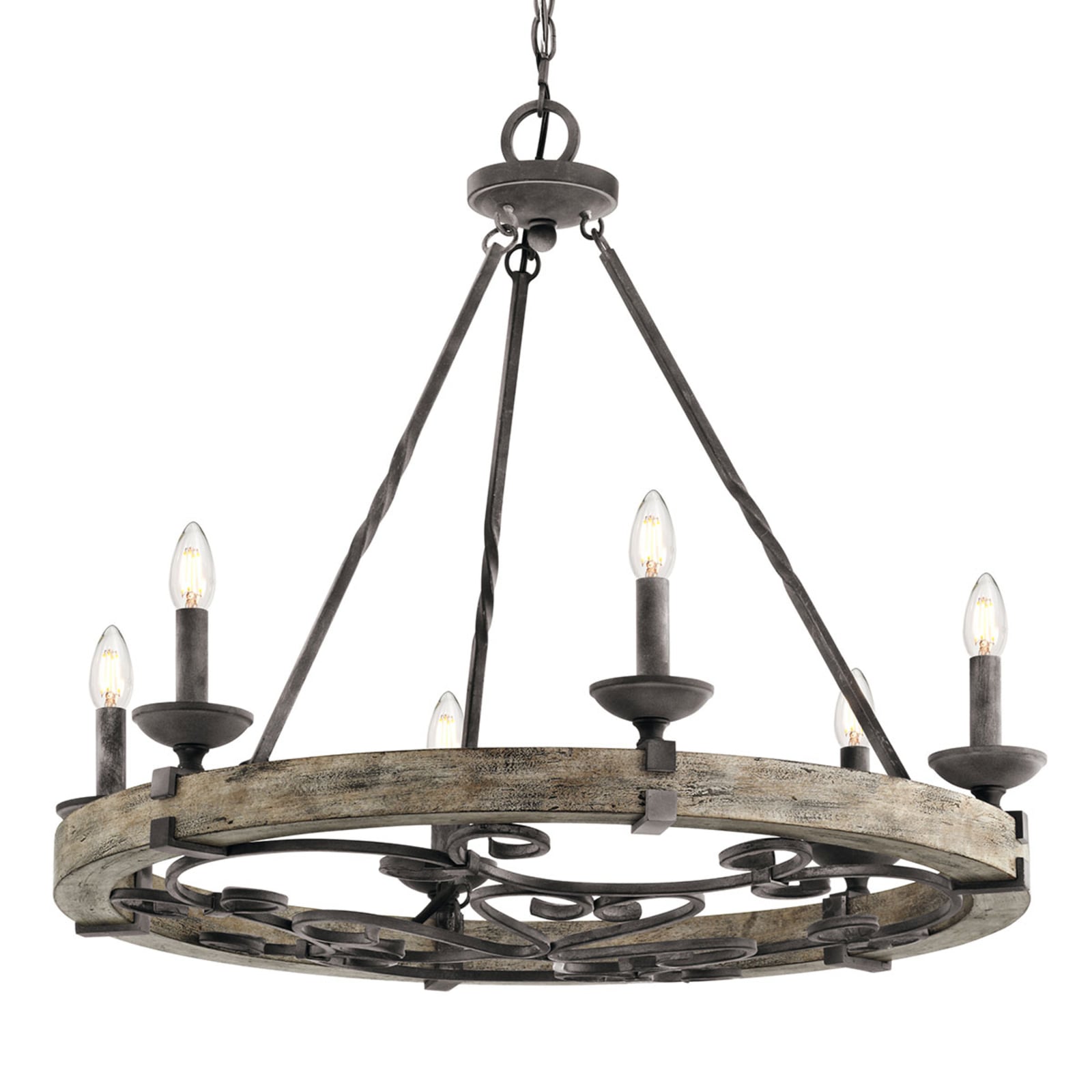Taulbee-lysekrone, zinkfarvet, 72 cm, 6 lyskilder – KICHLER