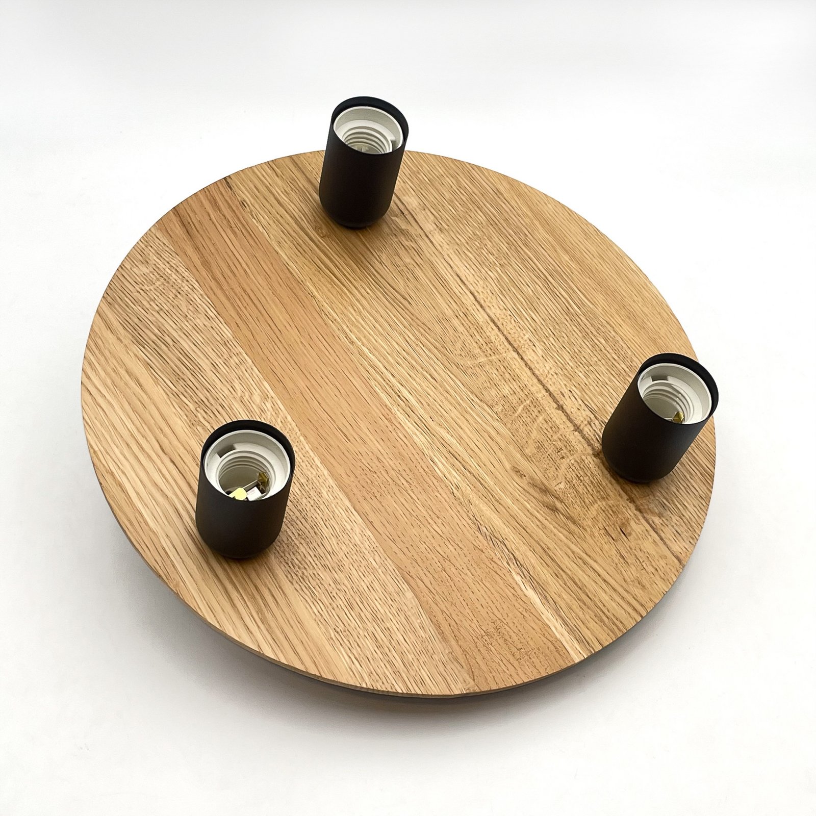 Deckenleuchte Dusty, Buchenholz, schwarz, Ø 33 cm, 3-flammig