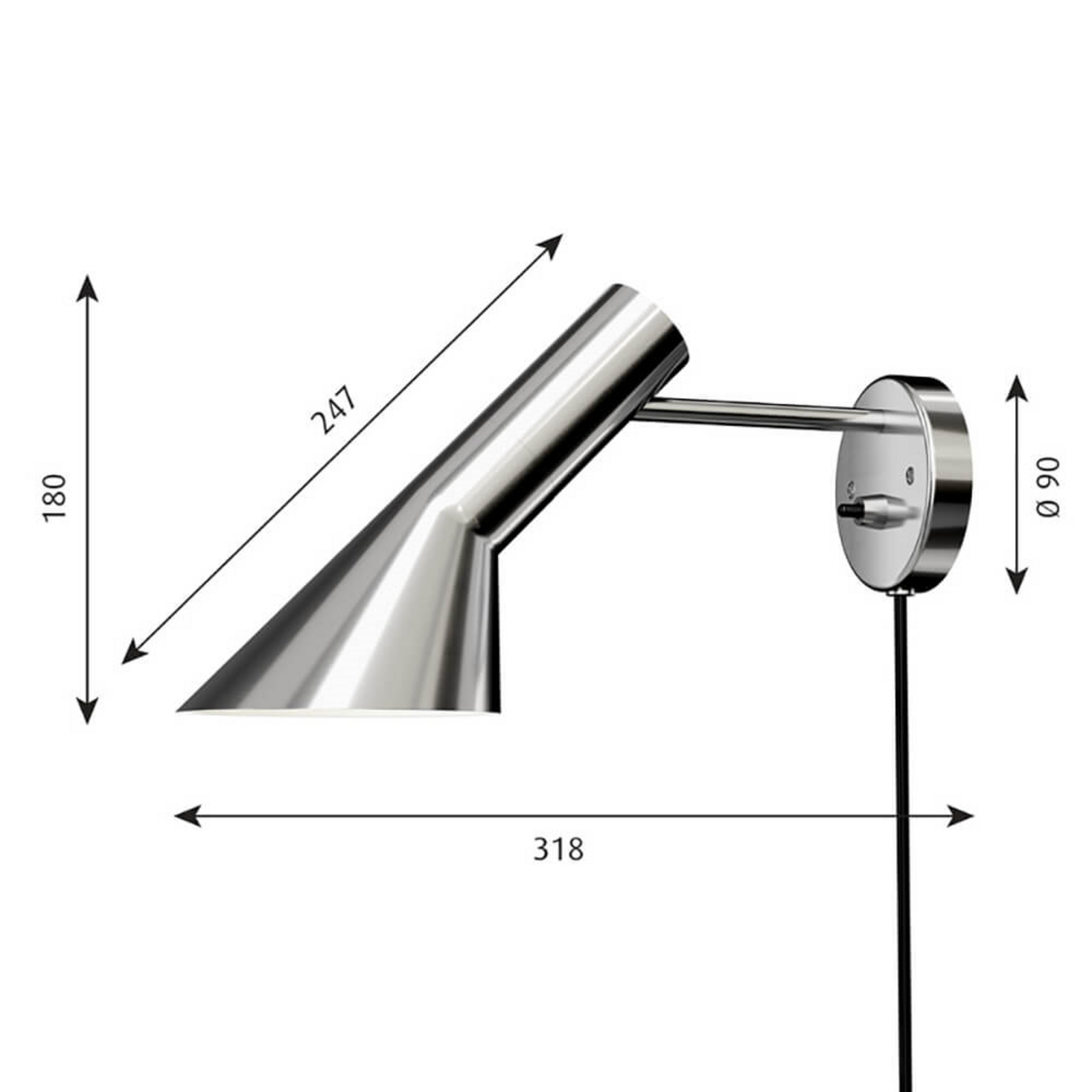 AJ Vägglampa Polished Steel - Louis Poulsen