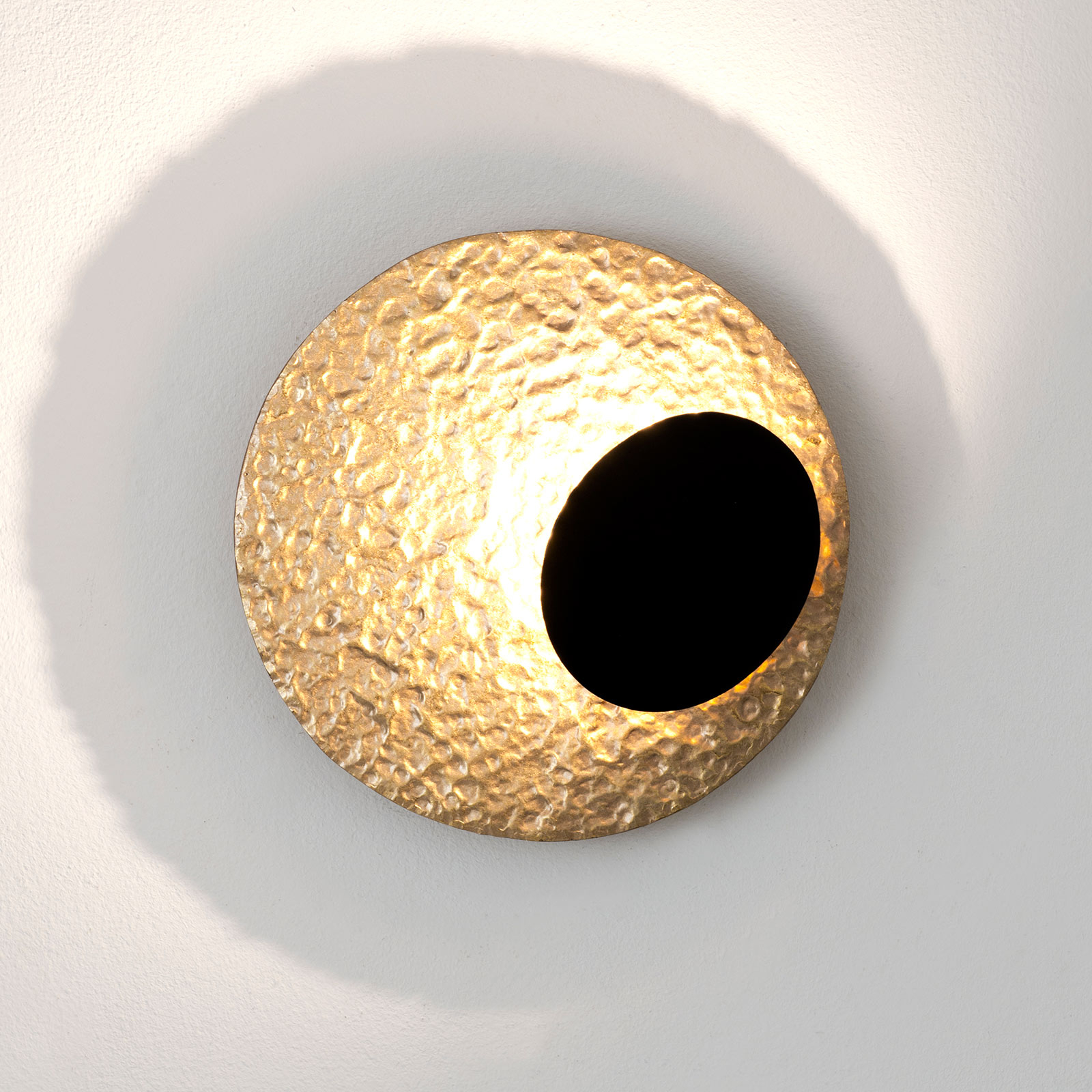 LED-vegglampe Infinity i gull, Ø 26 cm