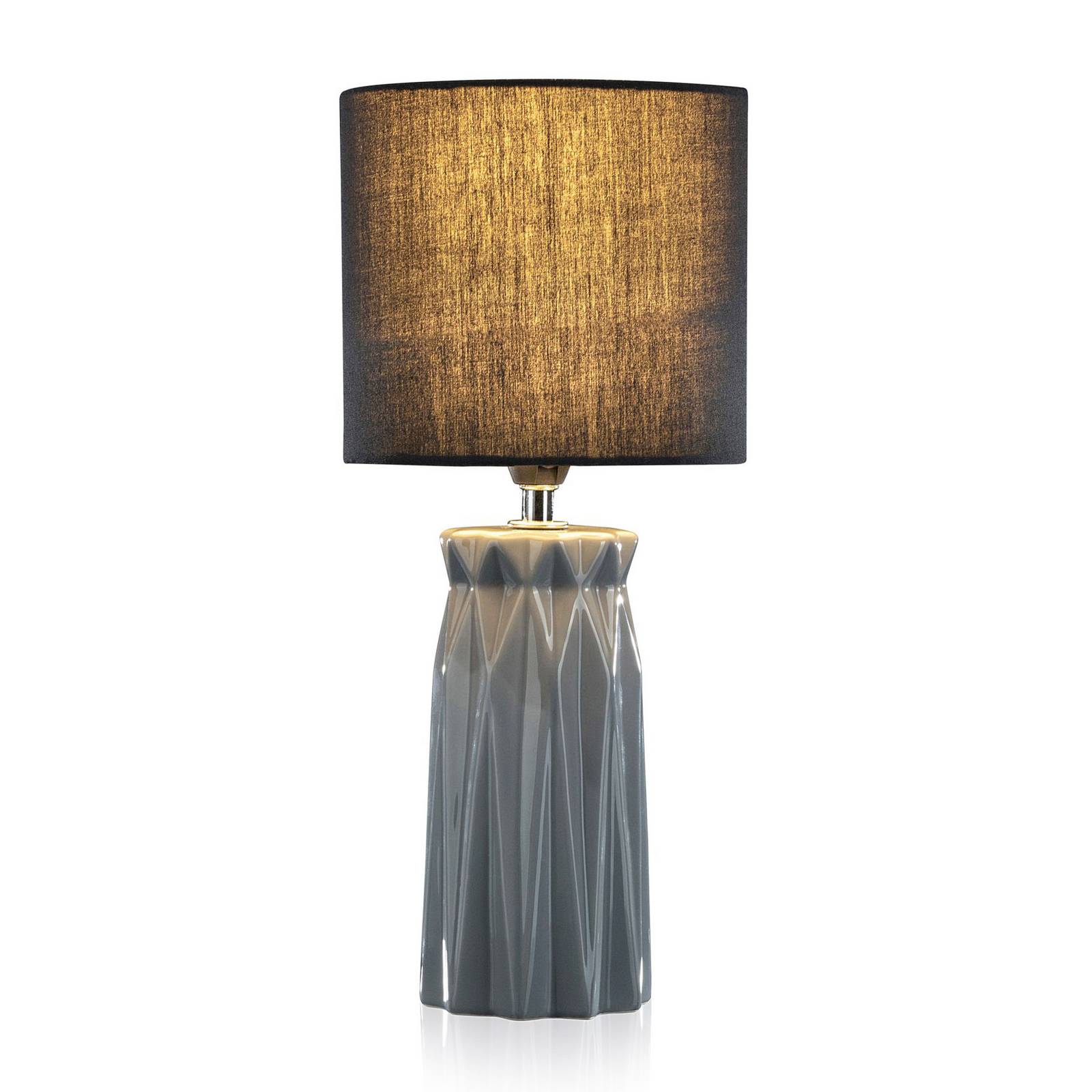 Pauleen Glossy Glow table lamp with ceramic base, for Living / Dining Room, ceramics, polyester, cotton, E14, 20 W, H: 36.5 cm