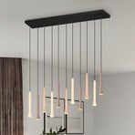 Candeeiro suspenso LED Fiato, 11 luzes, comprido, metal, taupe, café