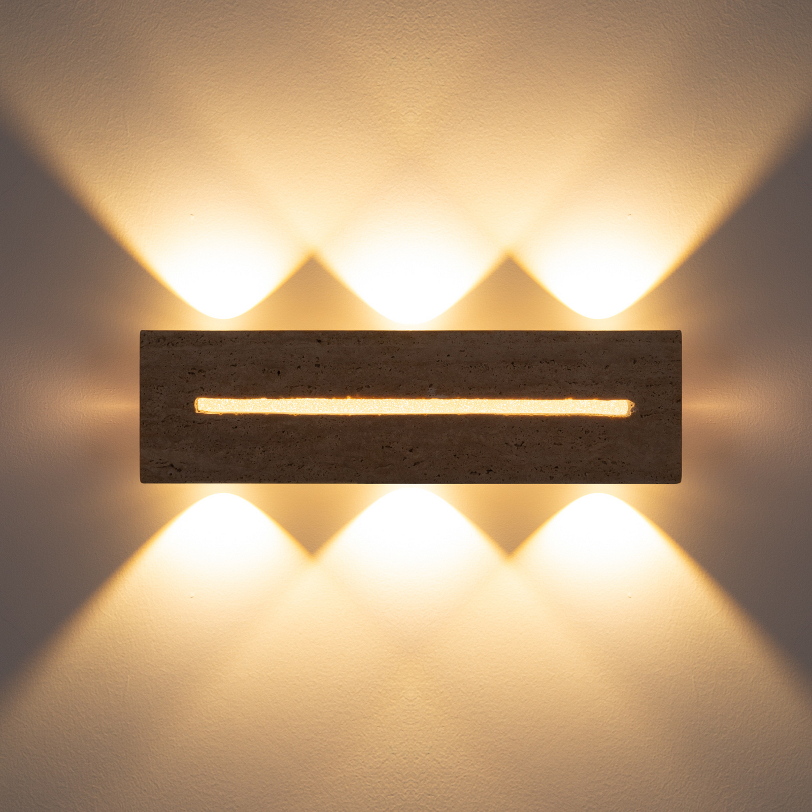 LED-Wandleuchte Rojas, beige/weiß, Travertin, 40 cm breit LED-Wandleuchte Rojas, beige/weiß, Travertin, 40 cm breit
